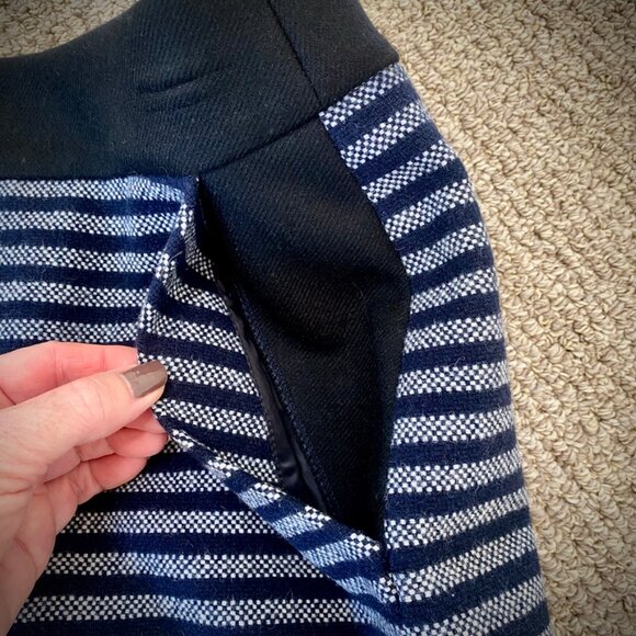 J. Crew Wool Colorblock Pencil Skirt in Navy/Grey Stripe, Size 4 - Picture 6 of 12